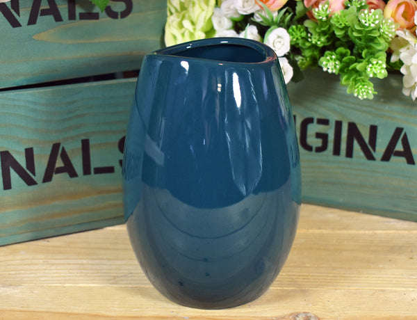Ceramic Cylinder Decorative Vase - Teal