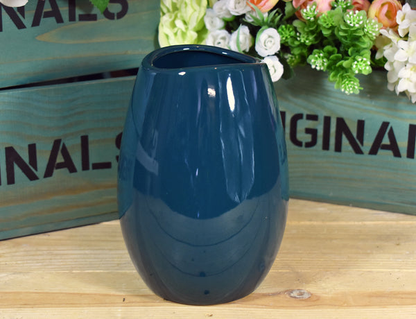 Ceramic Cylinder Decorative Vase - Teal