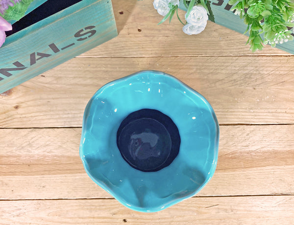 Trumpet Flare Top Ceramic Vase - Blue