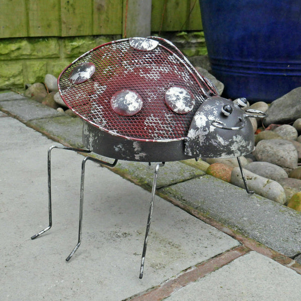 Metal Climbing Rustic Ladybird Sculpture