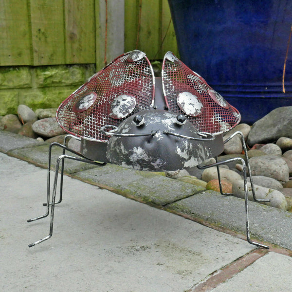 Metal Climbing Rustic Ladybird Sculpture