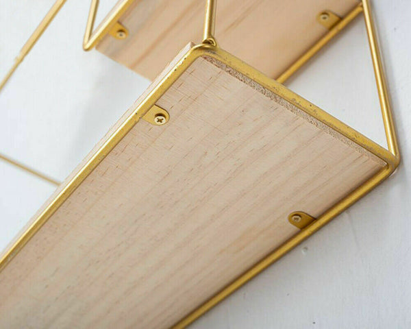 Rectangle - 2 Tier Gold Metal Frame Shelf