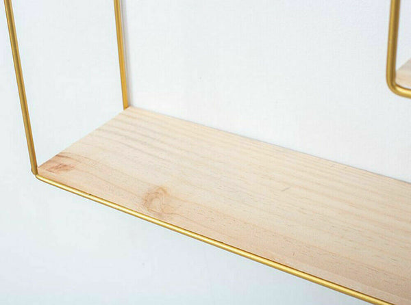 Rectangle - 2 Tier Gold Metal Frame Shelf