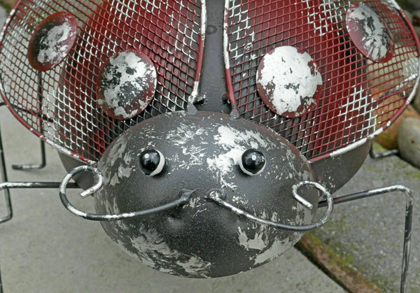 Metal Climbing Rustic Ladybird Sculpture