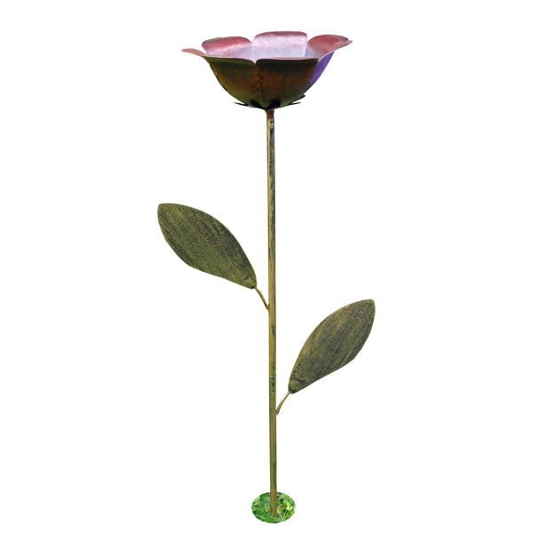 Rose Flower Bird Feeder Garden Stake Sculpture