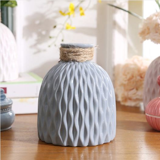 Bottle Shaped Ceramic Vase - Blue