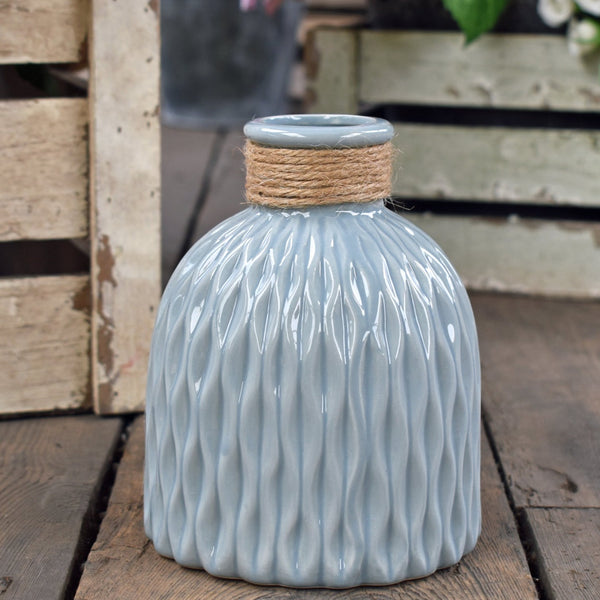 Bottle Shaped Ceramic Vase - Blue