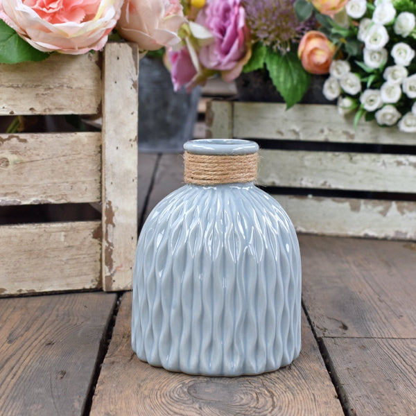 Bottle Shaped Ceramic Vase - Blue