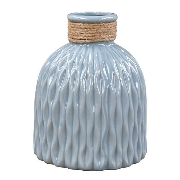 Bottle Shaped Ceramic Vase - Blue