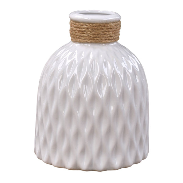 Bottle Shaped Ceramic Vase - White