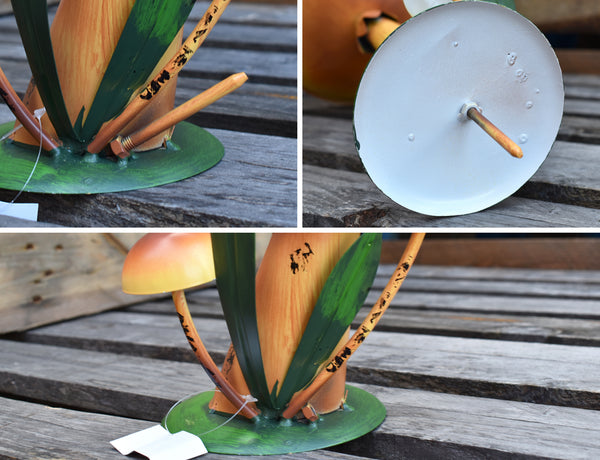 Mushroom Bird Bath or Feeder Garden Ornament - Orange