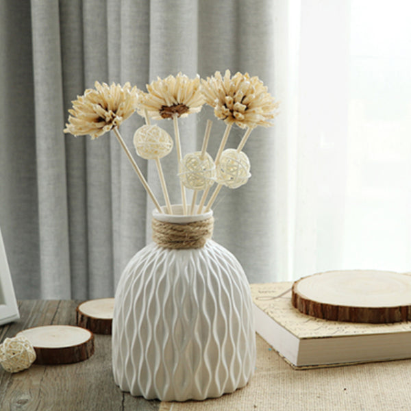 Bottle Shaped Ceramic Vase - White
