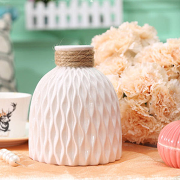 Bottle Shaped Ceramic Vase - White