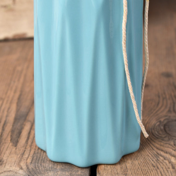 18cm Decorative Ceramic Embossed Flower Table Vase - Blue