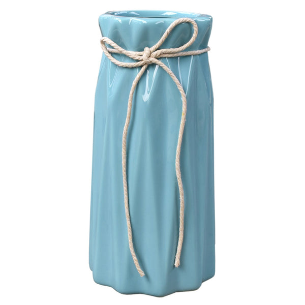 18cm Decorative Ceramic Embossed Flower Table Vase - Blue