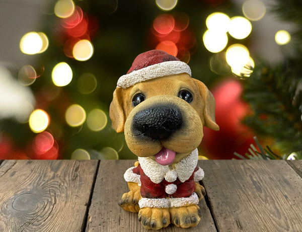 Golden Retriever in Santa Suit Costume