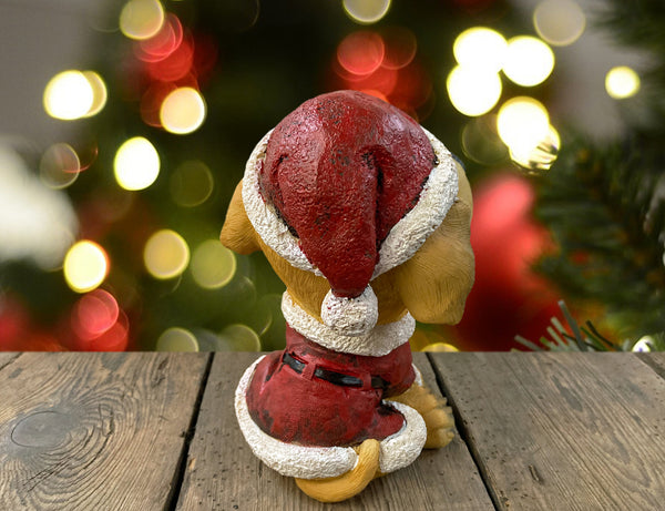 Golden Retriever in Santa Suit Costume