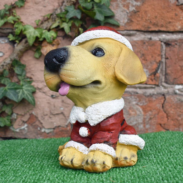 Golden Retriever in Santa Suit Costume