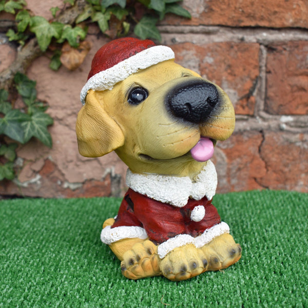 Golden Retriever in Santa Suit Costume