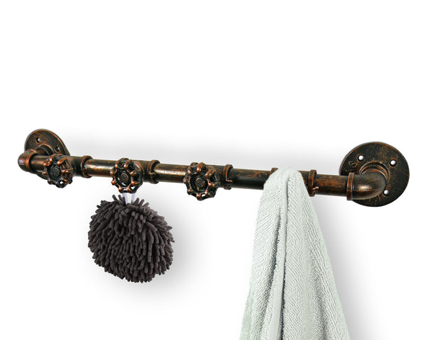 Industrial Pipe Valve Tap Metal Wall Shelving Hook Clothes Coat Rack