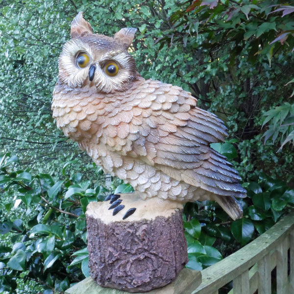 Long Eared Owl Sculptures Brown Wild Bird Lawn Ornaments Resin Home Decor Animal