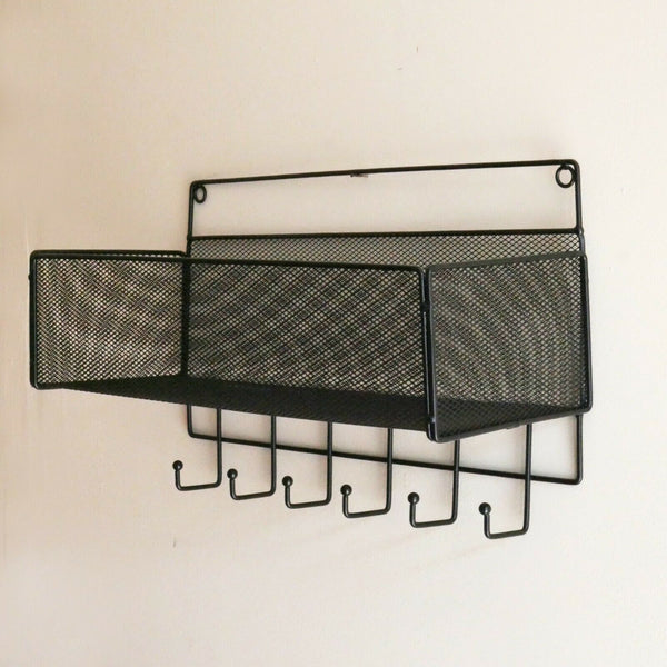 40cm Wall Black Shelf Storage Basket Hanging Shelving Bathroom organiser Hooks