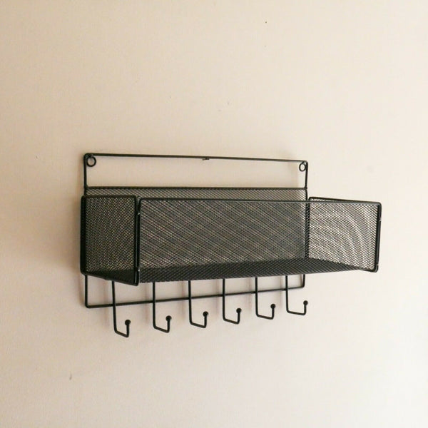 40cm Wall Black Shelf Storage Basket Hanging Shelving Bathroom organiser Hooks