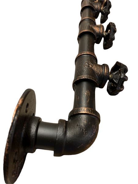 Industrial Pipe Valve Tap Metal Wall Shelving Hook Clothes Coat Rack