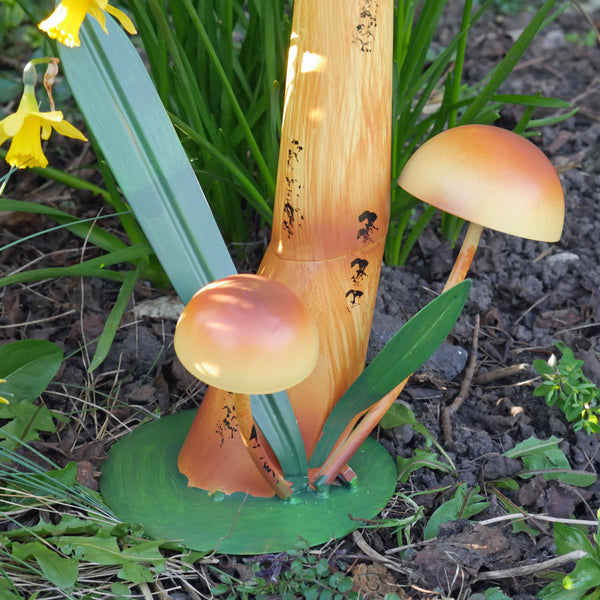 Mushroom Bird Bath or Feeder Garden Ornament - Orange