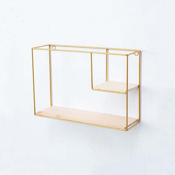Rectangle - 2 Tier Gold Metal Frame Shelf