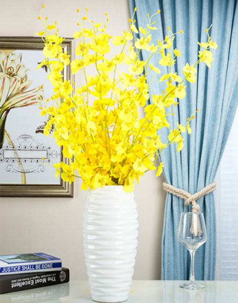 30cm Wavy Embossed Cylinder Vase - White