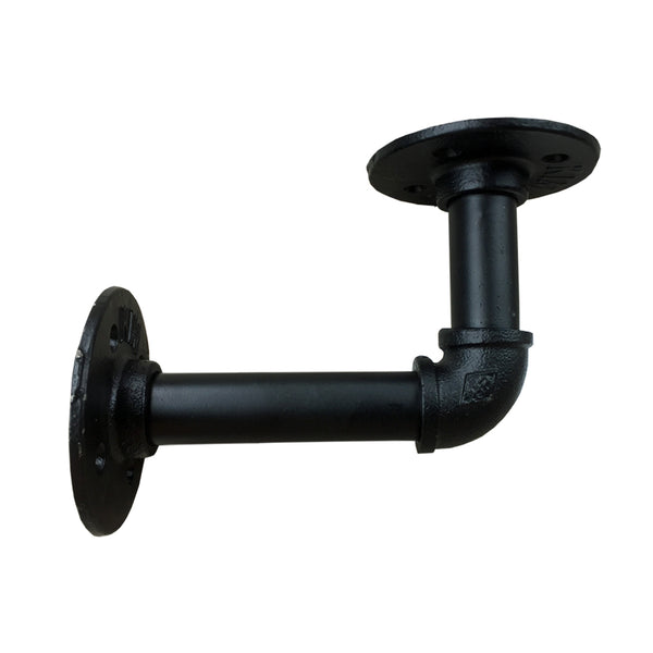 Set of 2 - Heavy Duty Industrial Pipe Shelf Brackets - Black 15x10.5cm