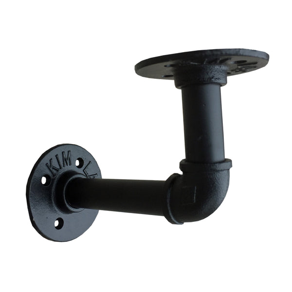 Set of 2 - Heavy Duty Industrial Pipe Shelf Brackets - Black 15x10.5cm