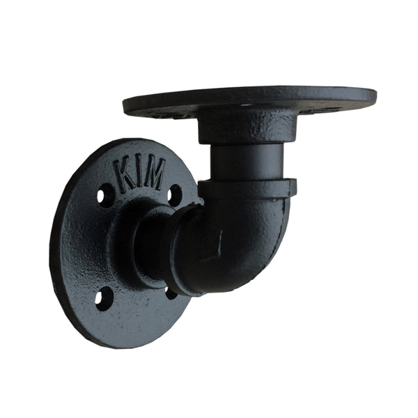 Set of 2 - Heavy Duty Industrial Pipe Shelf Brackets - Black 7cm