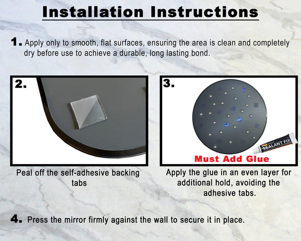 Self-Adhesive Round Wall Mirror - 50cm