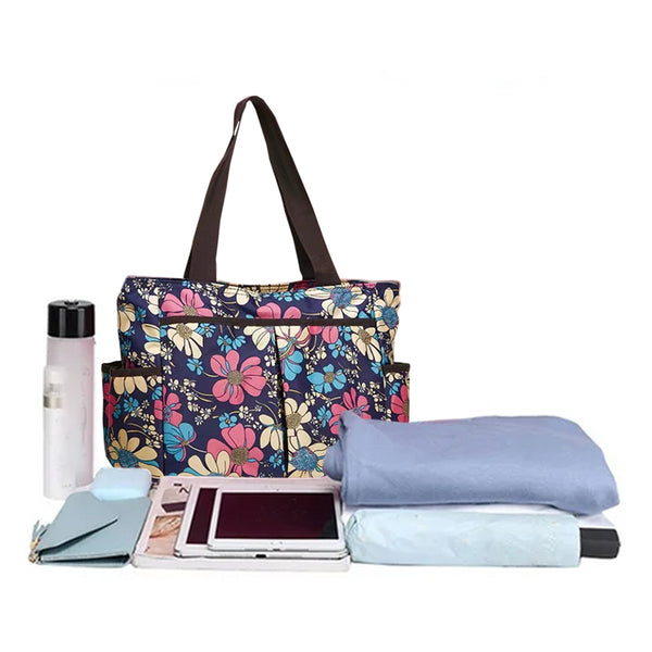 Large Waterproof Tote Bag - Vibrant Floral
