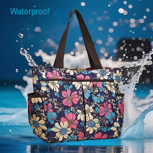 Large Waterproof Tote Bag - Vibrant Floral