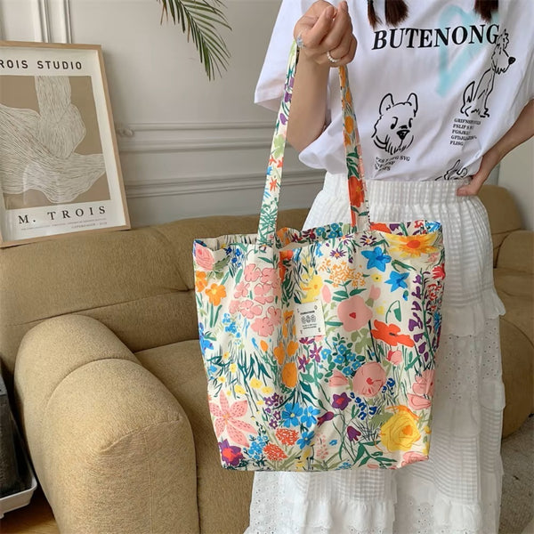 Fabric Tote Shopping Bag – Vibrant Floral