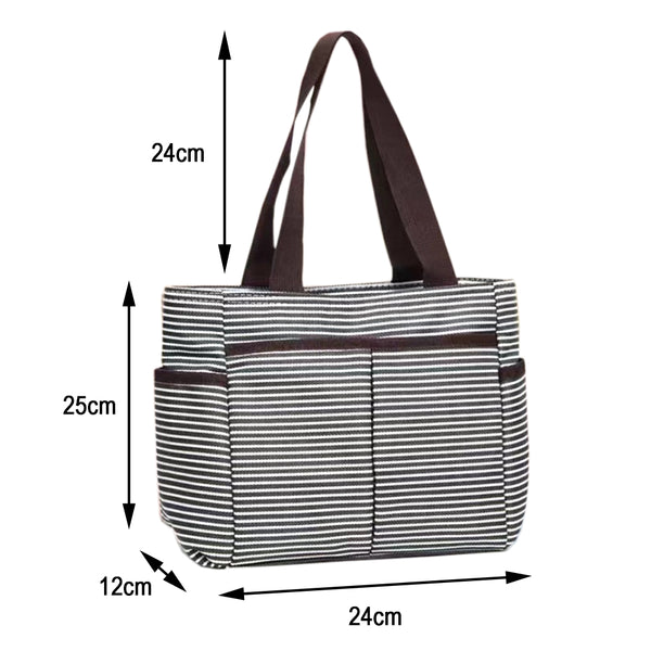 Large Waterproof Tote Bag - Black Stripe