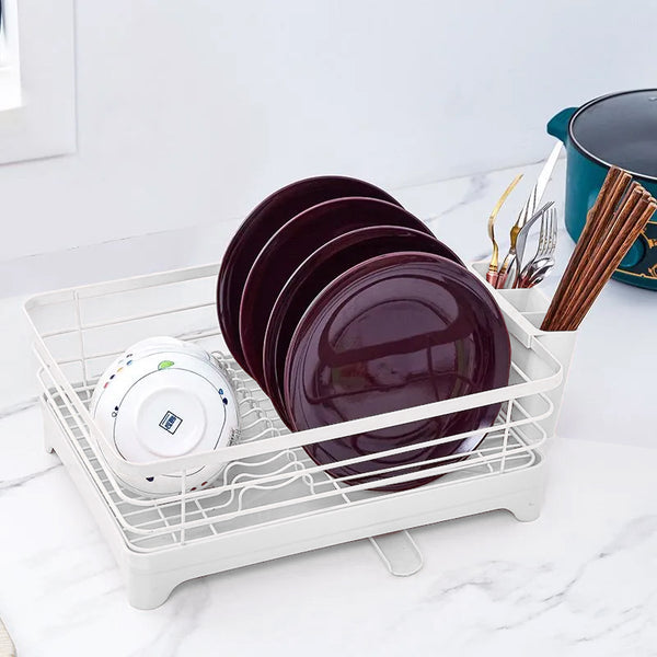 Dish Draining Kitchen Counter Rack - White