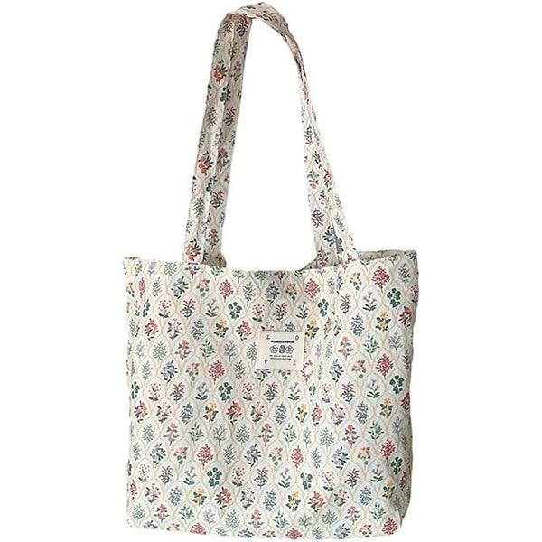 Fabric Tote Shopping Bag – Beige Floral