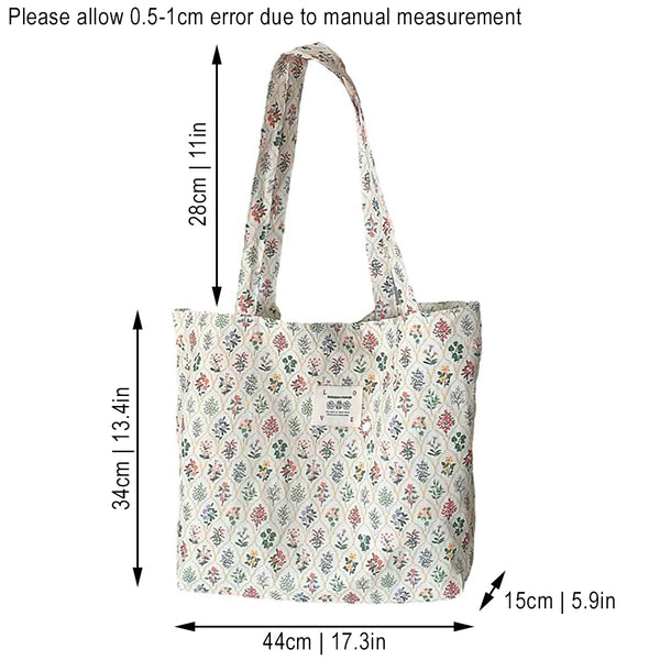 Fabric Tote Shopping Bag – Beige Floral