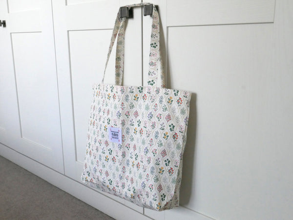 Fabric Tote Shopping Bag – Beige Floral
