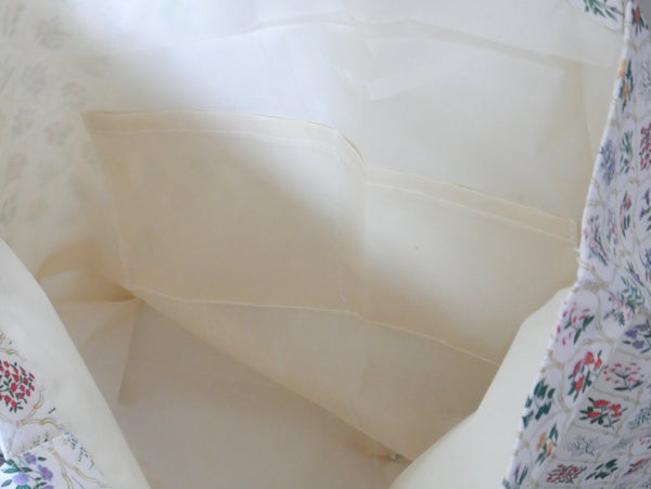Fabric Tote Shopping Bag – Beige Floral