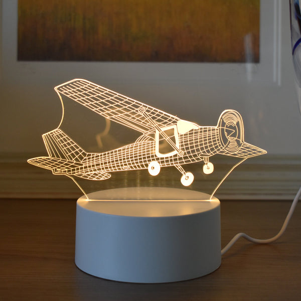 Propeller Plane LED 3D Night Light USB Powered - White Light