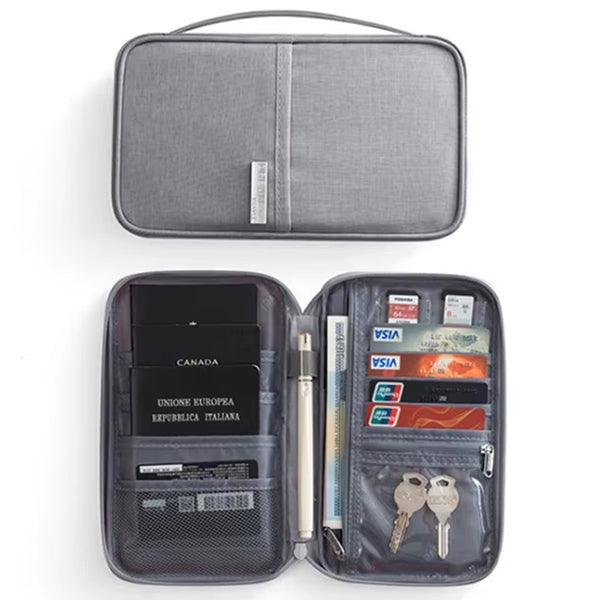 Multi-Compartment Passport Holder Travel Wallet - Large