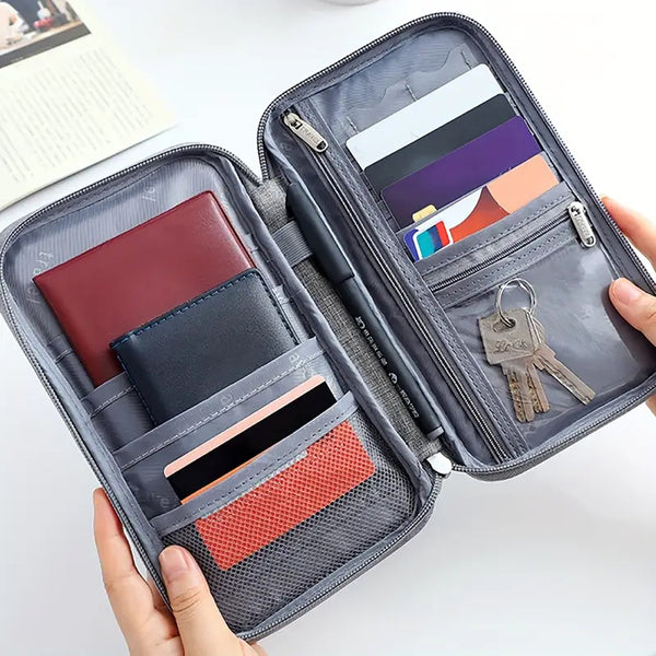Multi-Compartment Passport Holder Travel Wallet - Large