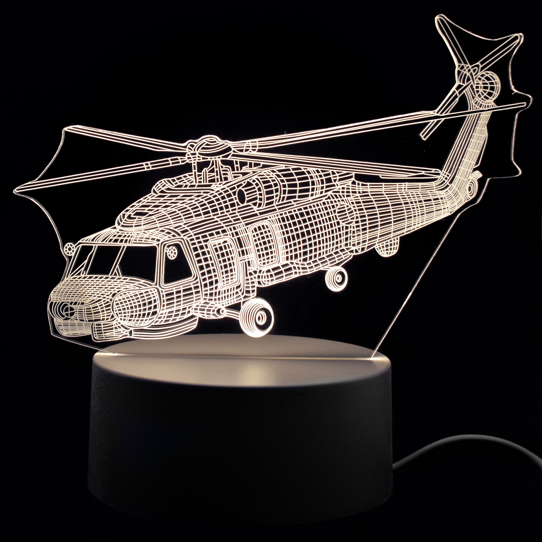 Helicopter 3D Night Light LED USB Powered - White Light