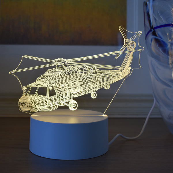 Helicopter 3D Night Light LED USB Powered - White Light