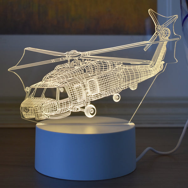 Helicopter 3D Night Light LED USB Powered - White Light